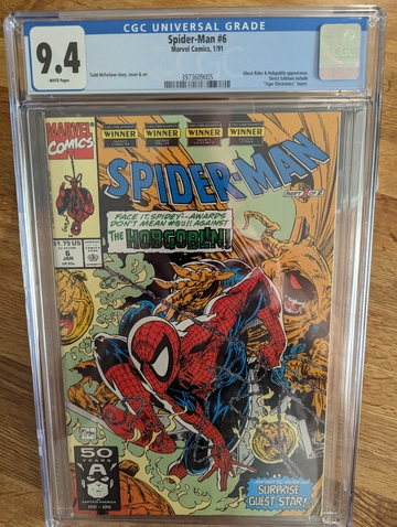 1991 Marvel Spider-Man # 6 CGC 9.4 Todd McFarlane Story, Cover & Art, Hobgoblin & Ghost Rider
