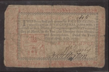 1777 Four Shillings Colonial Note