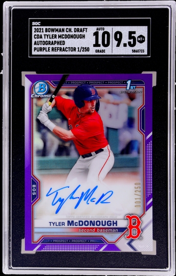 2021 Bowman Draft Purple Refractor Tyler McDonough CDA-TMC Auto /250 SGC 9.5 Auto 10