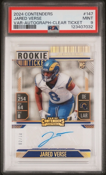 2024 Panini Contenders Jared Verse Clear Ticket Auto Variation /10 RC PSA 9