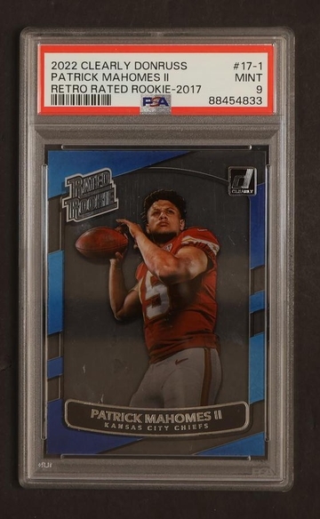 2022 Panini Clearly Donruss Retro Rated Rookie Patrick Mahomes II #17-1 PSA 9