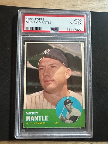 1963 TOPPS #200 MICKEY MANTLE PSA 4 CENTERED SHARP