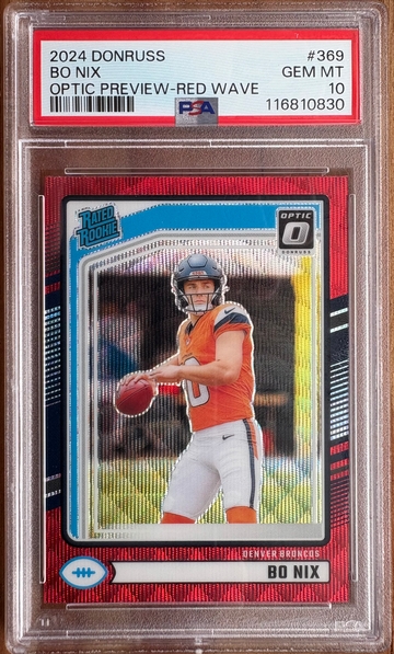 2024 Donruss Bo Nix Optic Preview Red Wave RC PSA 10