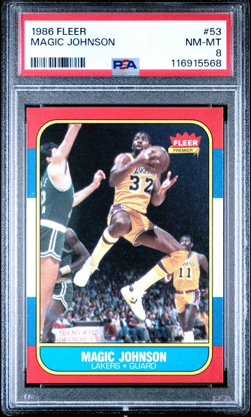 1996 Fleer Magic Johnson #53 PSA 8. 