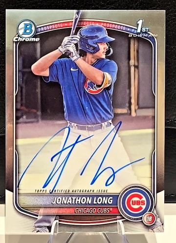 2025 Bowman Chrome  Jonathan Long  #CPA-JLA  1st Bowman  Auto  Chicago Cubs