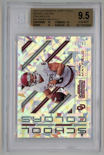 2018 Contenders Draft Picks School Colors Cracked Ice /23 Baker Mayfield BGS 9.5