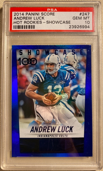 2014 Panini Scope ANDREW LUCK Hot Rookies Showcase #247 BLUE /79 PSA 10 gem mint rookie RC