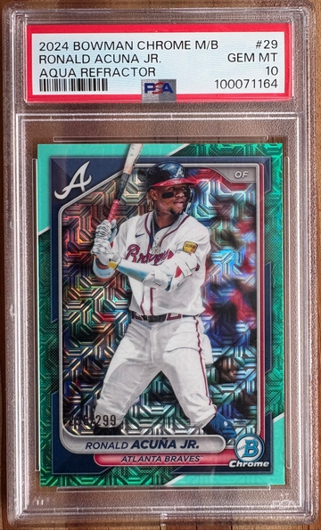 2024 Bowman Chrome Ronald Acuna Jr Aqua Refractor 255/299 PSA 10