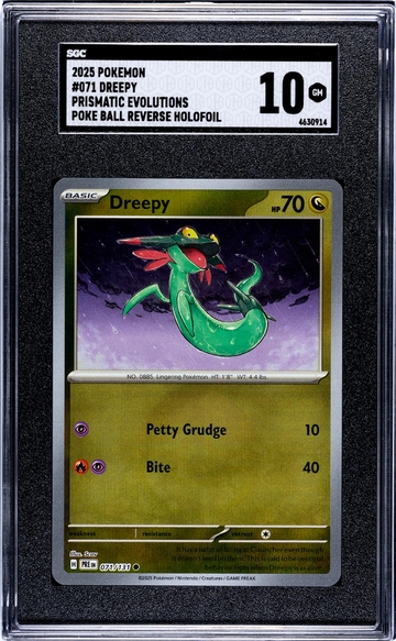 2025 Pokemon #071/131 Dreepy Prismatic Evolutions SGC 10