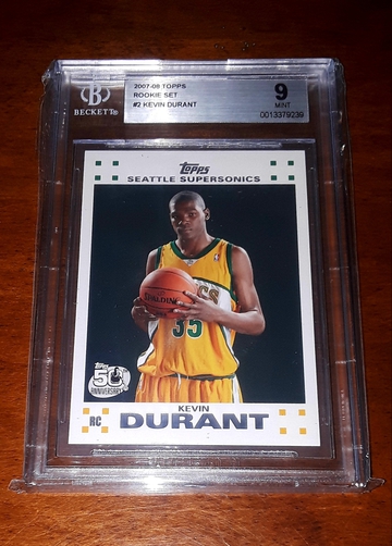 2007-08 Topps Rookie Set #2 KEVIN DURANT Rookie RC BGS Mint 9
