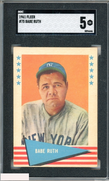 1961 FLEER BASEBALL GREATS BABE RUTH #75 NEW YORK YANKEES HOF SGC 5 EX