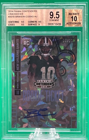 2014 Panini Contenders Brandin Cooks RC Rookie Cracked Ice Auto BGS 9.5 Auto 10