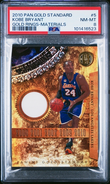 2010 Kobe Bryant Panini Gold Standard Jersey Patch Gold Rings Materials /299 PSA 8 #5 SP