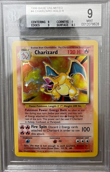 BGS 9 Charizard Base Set Pokémon 1999