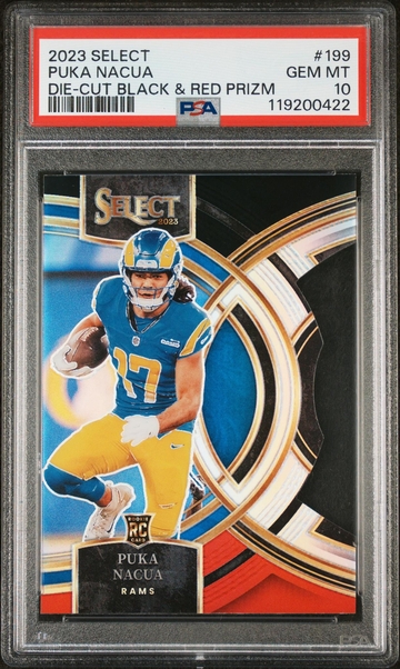 2023 Select #199 Puka Nacua Die-Cut Black & Red Prizm PSA 10