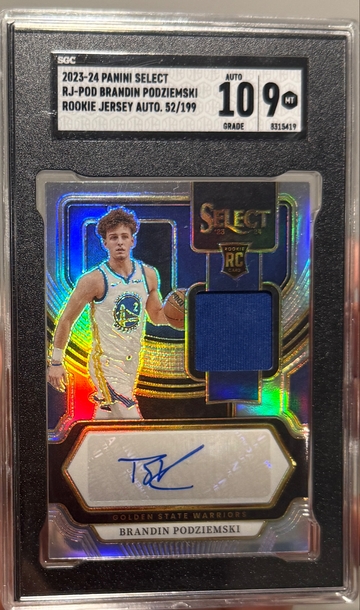 2023 Select Brandin Podziemski Rookie  Jersey Patch Auto /199 SGC 9 Auto 10