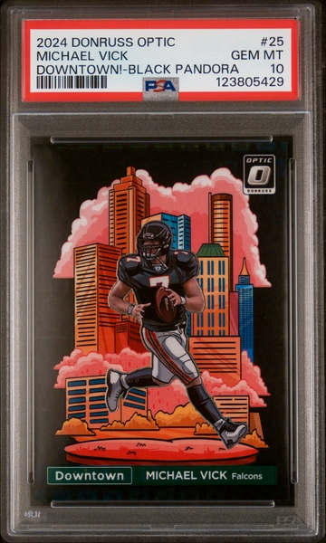 2024 Michael Vick Panini Donruss Optic Downtown Black Pandora Prizm 5/25 PSA 10 #25 SP
