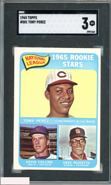 1965 TOPPS TONY PEREZ #581 NL ROOKIE STARS RC REDS SGC 3 VG