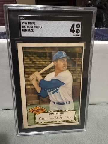 1952 Topps #37 Duke snider red back sgc 4