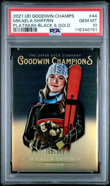 2021 Upper Deck Goodwin Champions Mikaela Shiffrin Platinum Black & Gold PSA 10