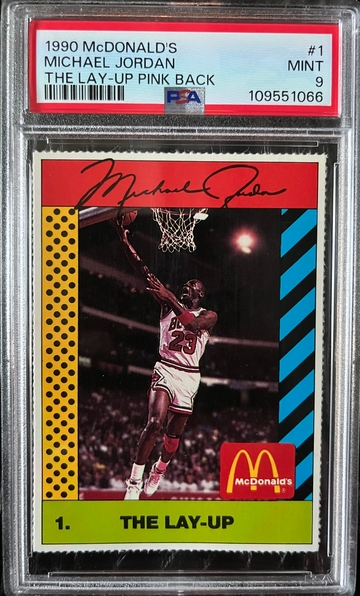 1990 McDonald's The Lay-Up Pink Back #1 Michael Jordan PSA 9 MINT Pop 6