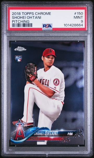 2018 TOPPS CHROME SHOHEI OHTANI PITCHING #150 PSA 9 MINT ROOKIE CARD RC ANGELS