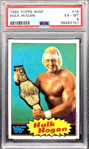 1985 Topps WWF Hulk Hogan #16 Rookie WWE HOF Blue Background *PSA 6 EX-MINT*