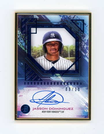 JASSON DOMINGUEZ 2021 Bowman Transcendent Blue Auto Rc #9/10 Gold Framed