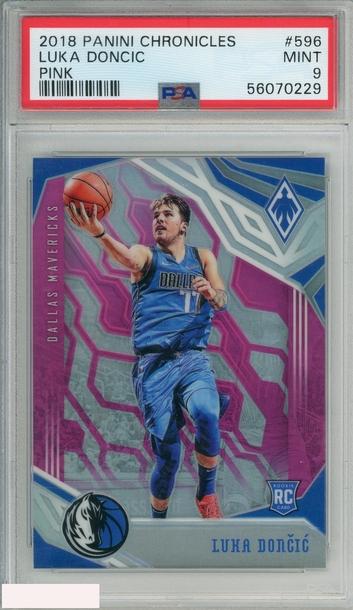2018 PANINI CHRONICLES LUKA DONCIC #596 PINK 45 OF 75 ROOKIE RC PSA 9 MINT