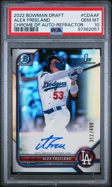 2022 Bowman Draft Chrome Alex Freeland Auto Refractor /499 PSA 10