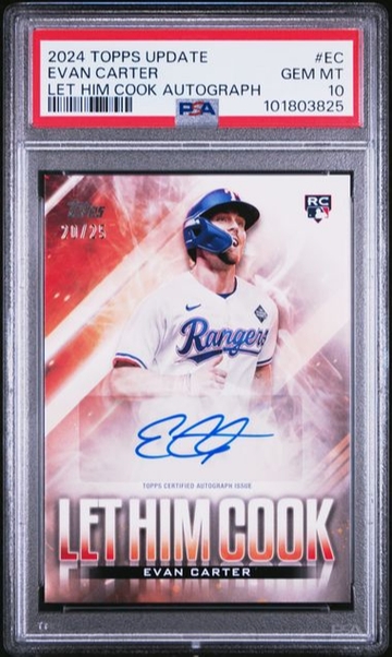 2024 Topps Update Auto Evan Carter PSA 10 /25 POP 2
