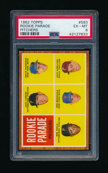 1962 Topps #593 Bob Veale (Rookie Pitchers) RC, PSA 6 Centered