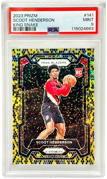 2023-24 PRIZM SCOOT HENDERSON #141 ROOKIE RC KING SNAKE PSA 9 TRAILBLAZERS