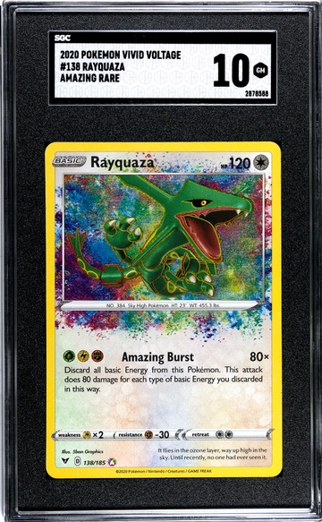 2020 Pokémon Vivid Voltage Rayquaza Amazing Rare #138 SGC 10