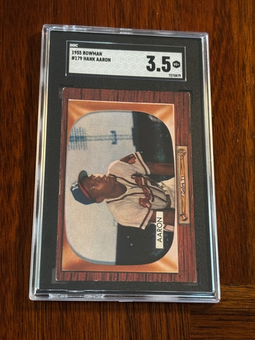 1955 Bowman Hank Aaron SGC 3.5. Second Year. Milwaukee Braves