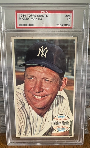 1964 Topps Giants Mickey Mantle Graded PSA 5