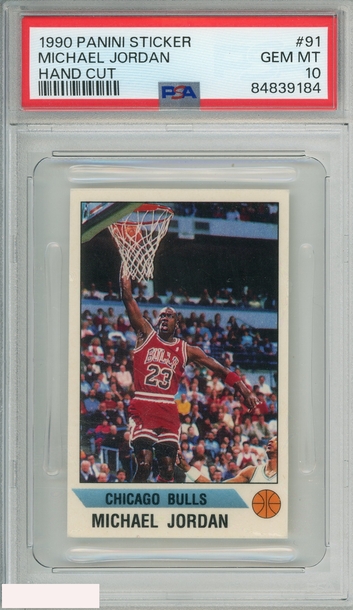 1990 PANINI STICKER MICHAEL JORDAN #91 HAND CUT CHICAGO BULLS HOF PSA 10 GEM MT