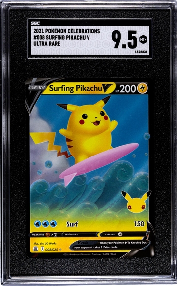 2021 Pokemon Celebrations Ultra Rare Surfing Pikachu V #008 SGC 9.5