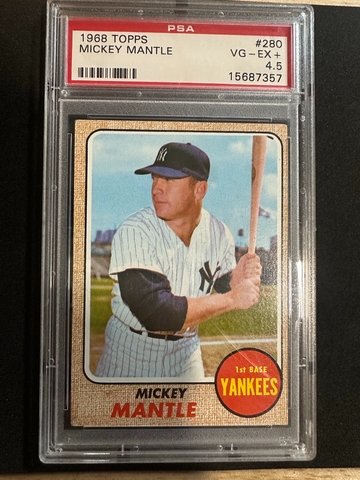 1968 TOPPS #280 MICKEY MANTLE PSA 4.5 SHARP