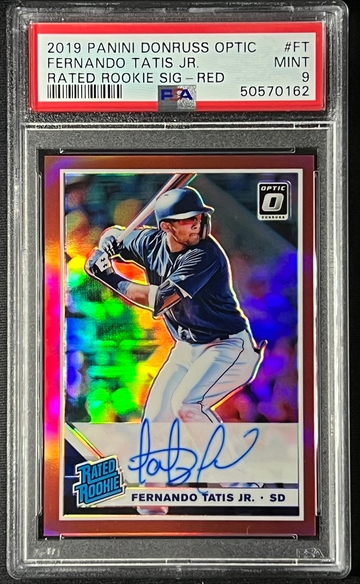 2019 FERNANDO TATIS JR Optic Rated Rookie Signatures Red /50 On Card Auto PSA 9