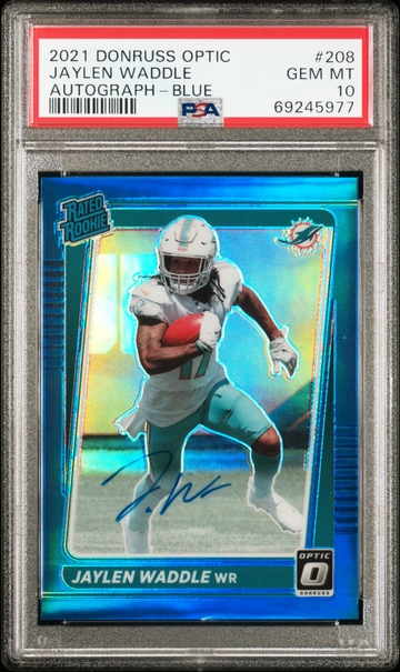 2021 Donruss Optic #208 Jaylen Waddle Rated Rookie /99 PSA 10