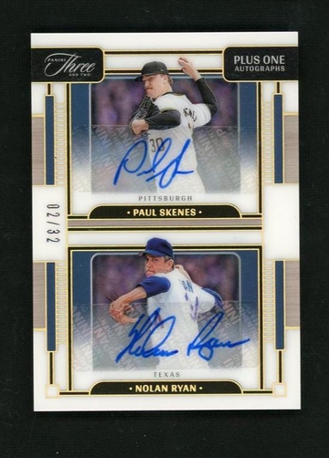 2024 Panini Three PO-ACE Paul Skenes Nolan Ryan Plus One Autographs /33 Pittsburgh Texas