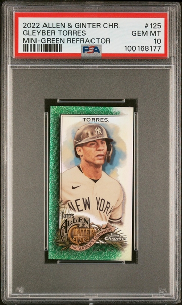 2022 Allen & Ginter Chrome #125 Gleyber Torres Mini-Green Refractor /99 PSA 10