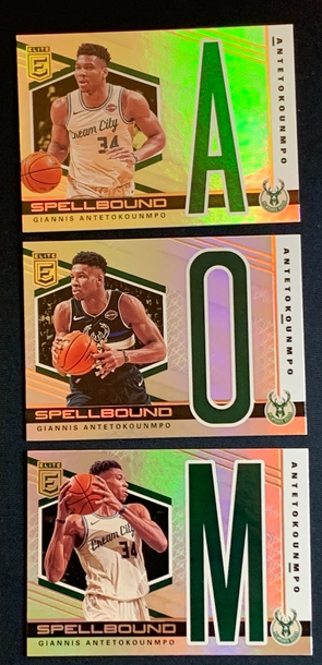 2019-20 Donruss Elite Giannis Antetokounmpo Spellbound Lot of 3