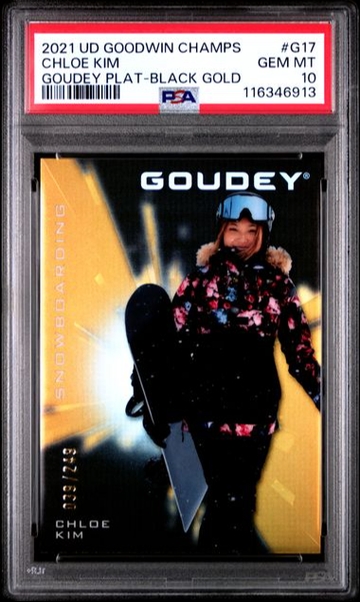 2021 Upper Deck Goodwin Champions Chloe Kim Goudey Platinum Black & Gold PSA 10