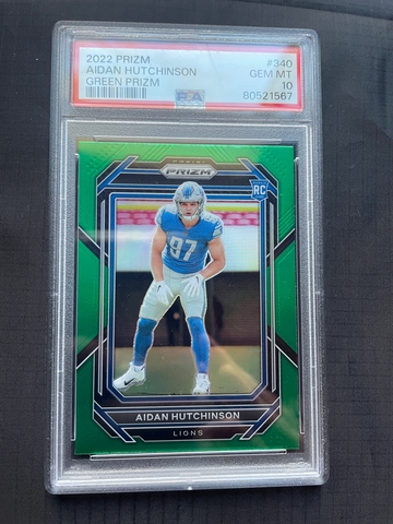 2022 Paninin Prizm Aidan Hutchinson Green Prizm PSA 10