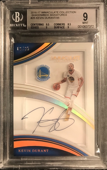 Kevin Durant 2016-17 Immaculate Collection Shadowbox Signatures Auto - BGS 9
