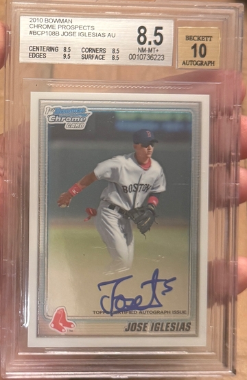 2010 Bowman Chrome Jose Iglesias Rookie Autograph BGS 8.5 Auto 10