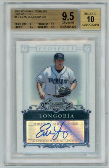 2006 Bowman Sterling Evan Longoria Rookie Card RC Auto BGS 9.5 Gem Mint Rays