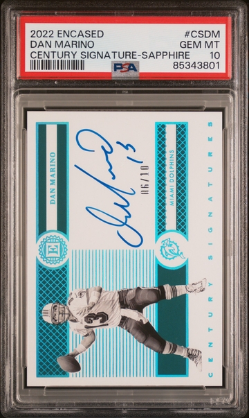 Dan Marino 2022 Panini Encased Sapphire Autograph 06/10 PSA 10 Gem Mint POP 1